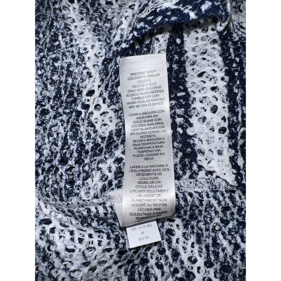 Easywear By Chico's Jacket Blue White Mesh Line Print Open Cardigan Cover-up - Picture 11 of 11